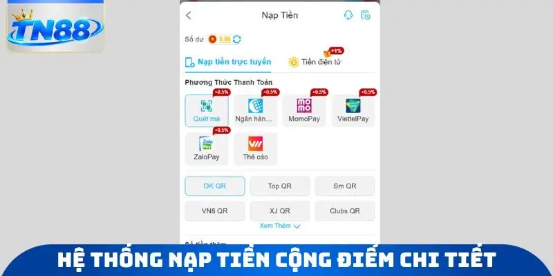 Hệ thống nạp tiền cộng điểm chi tiết
