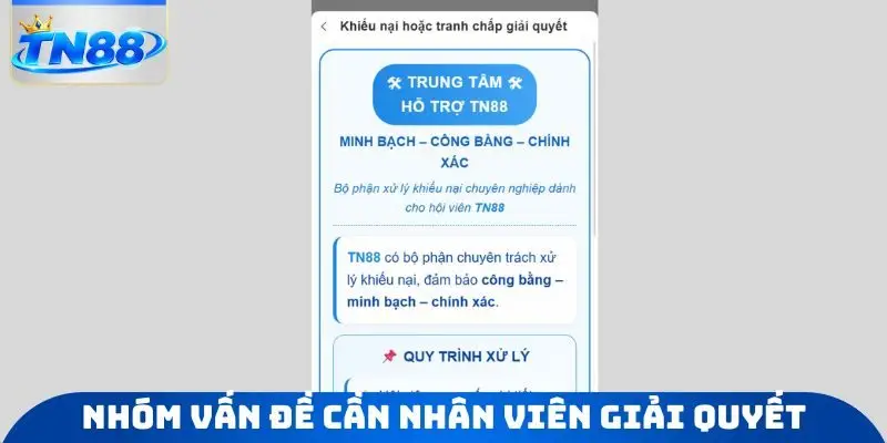 Nhóm vấn đề cần nhân viên giải quyết